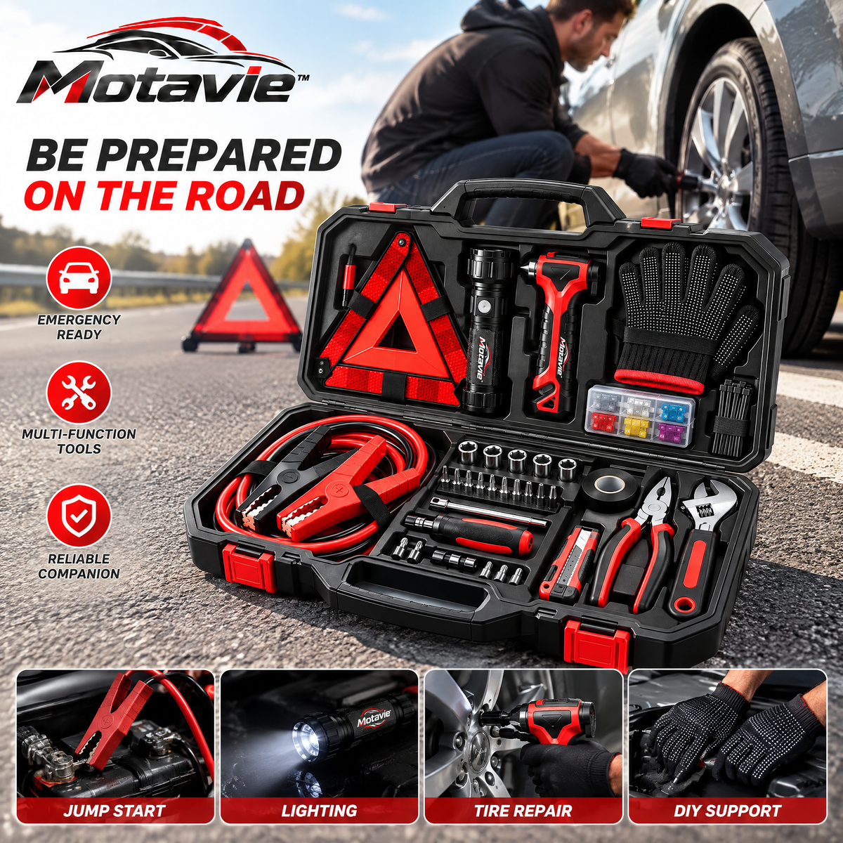 Motavie™ Roadside Emergency Tool Kit