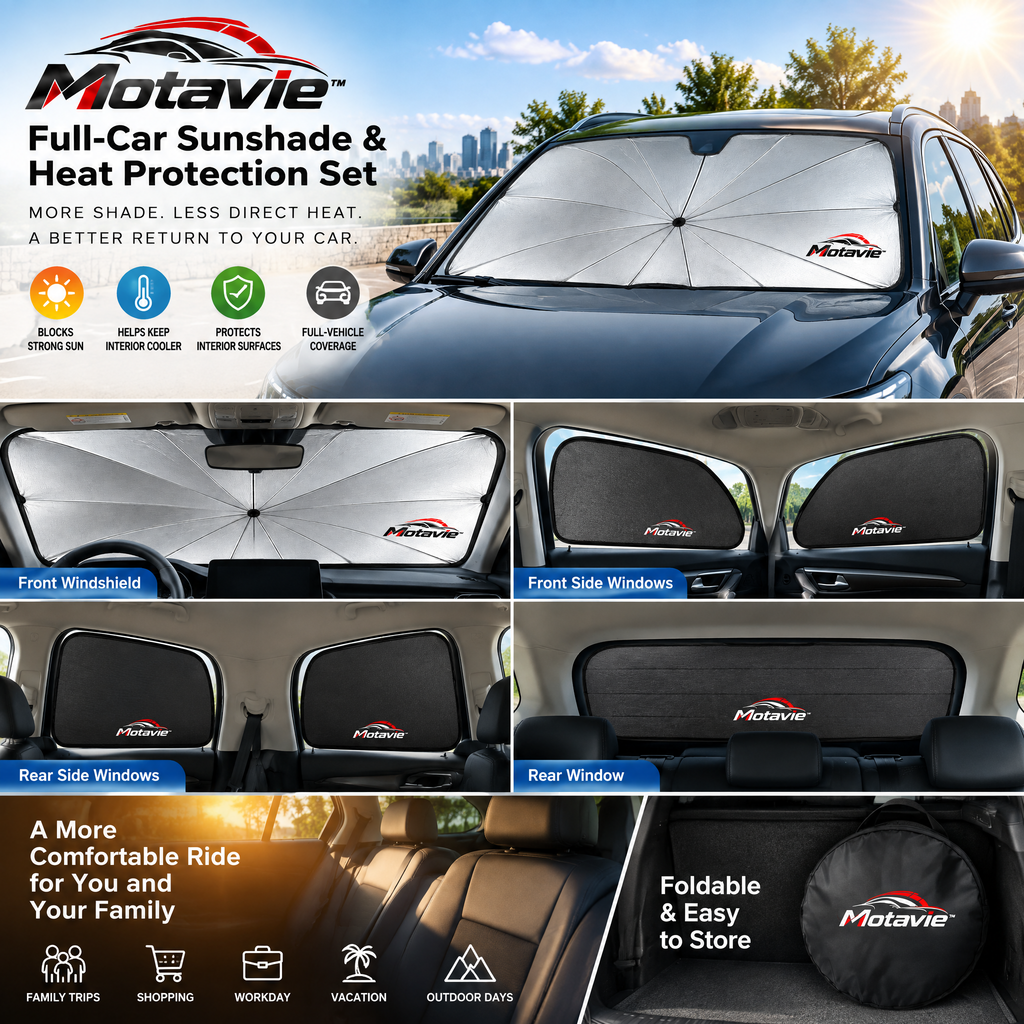 Motavie™ Full-Car Sunshade & Heat Protection Set