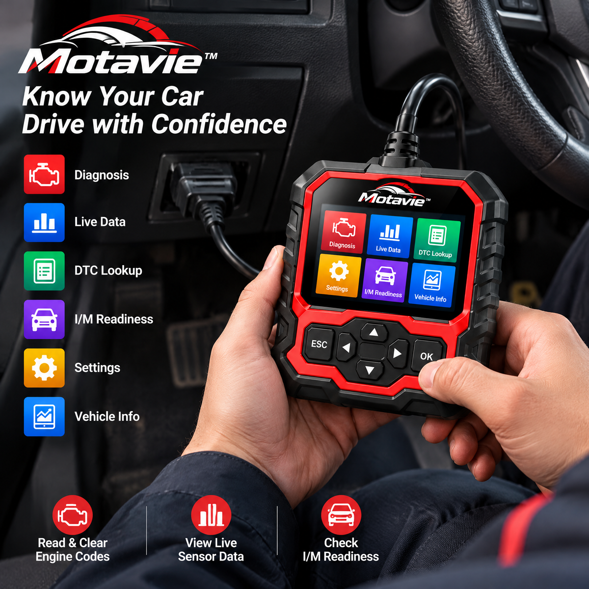 Motavie™ OBD2 Car Diagnostic Scanner