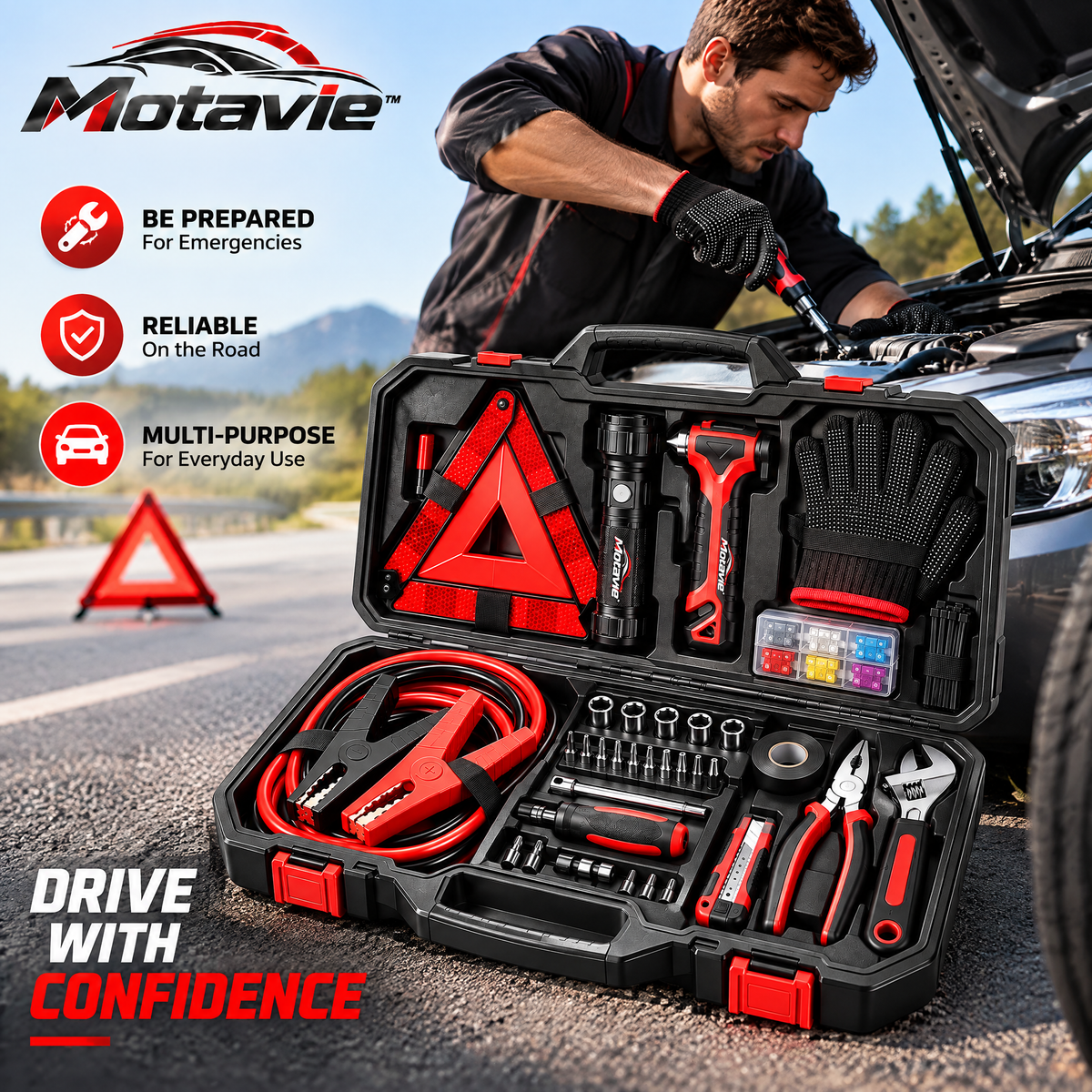 Motavie™ Roadside Emergency Tool Kit