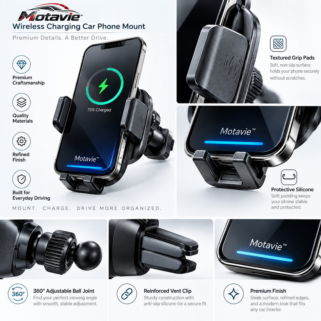 Motavie™ Wireless Charging Car Phone Mount