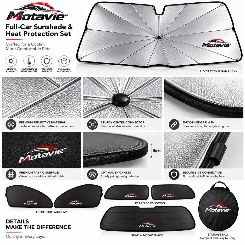 Motavie™ Full-Car Sunshade & Heat Protection Set