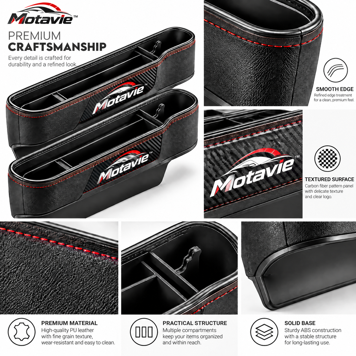 Motavie™ 2-Piece Car Seat Gap Organizer Set
